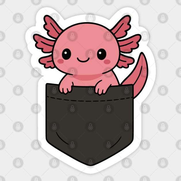 Cute Axolotl Pocket Pal Funny Kawaii Amphibian Art Sticker by Yesteeyear